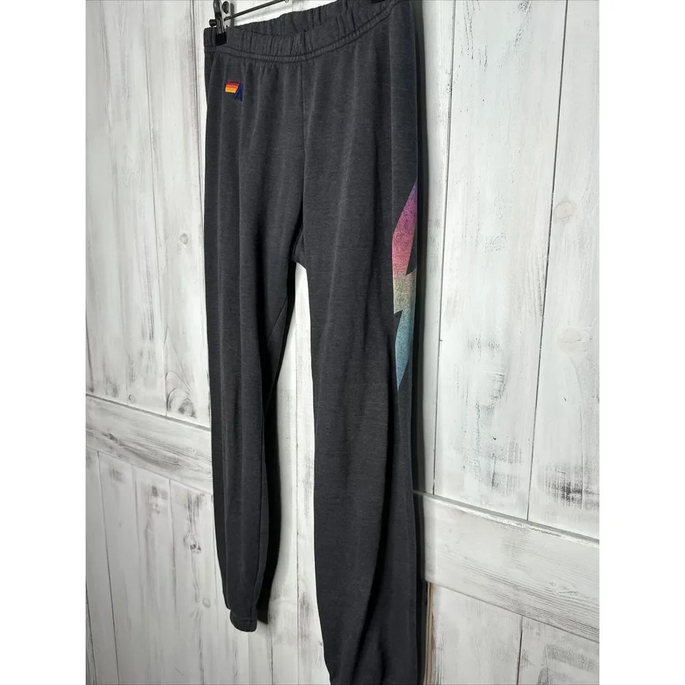 AVIATOR NATION BLUE OMBRE FADE BOLT DRAWSTRING‎ JOGGER LOUNGE SWEATPANTS XS